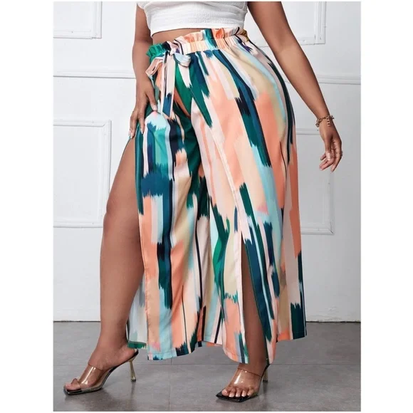 Plus Water Color Wide Leg Palazzo Lounge Pants - Picture 2 of 5